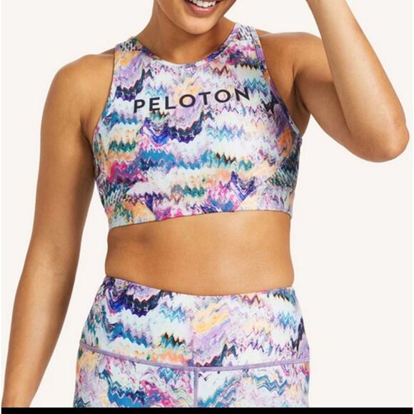 PELOTON LADIES RIVER ROCK HIGH NECK BRA BACK HAS AN OPEN MIDDLE SEE PICTURES NWT - Picture 2 of 8